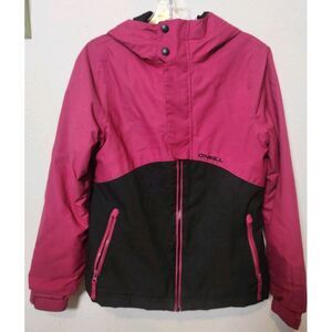 O'Neill‎ Outerwear Jacket Pink Gray Ski Snowboard Embroidered Hood 8K 140-100